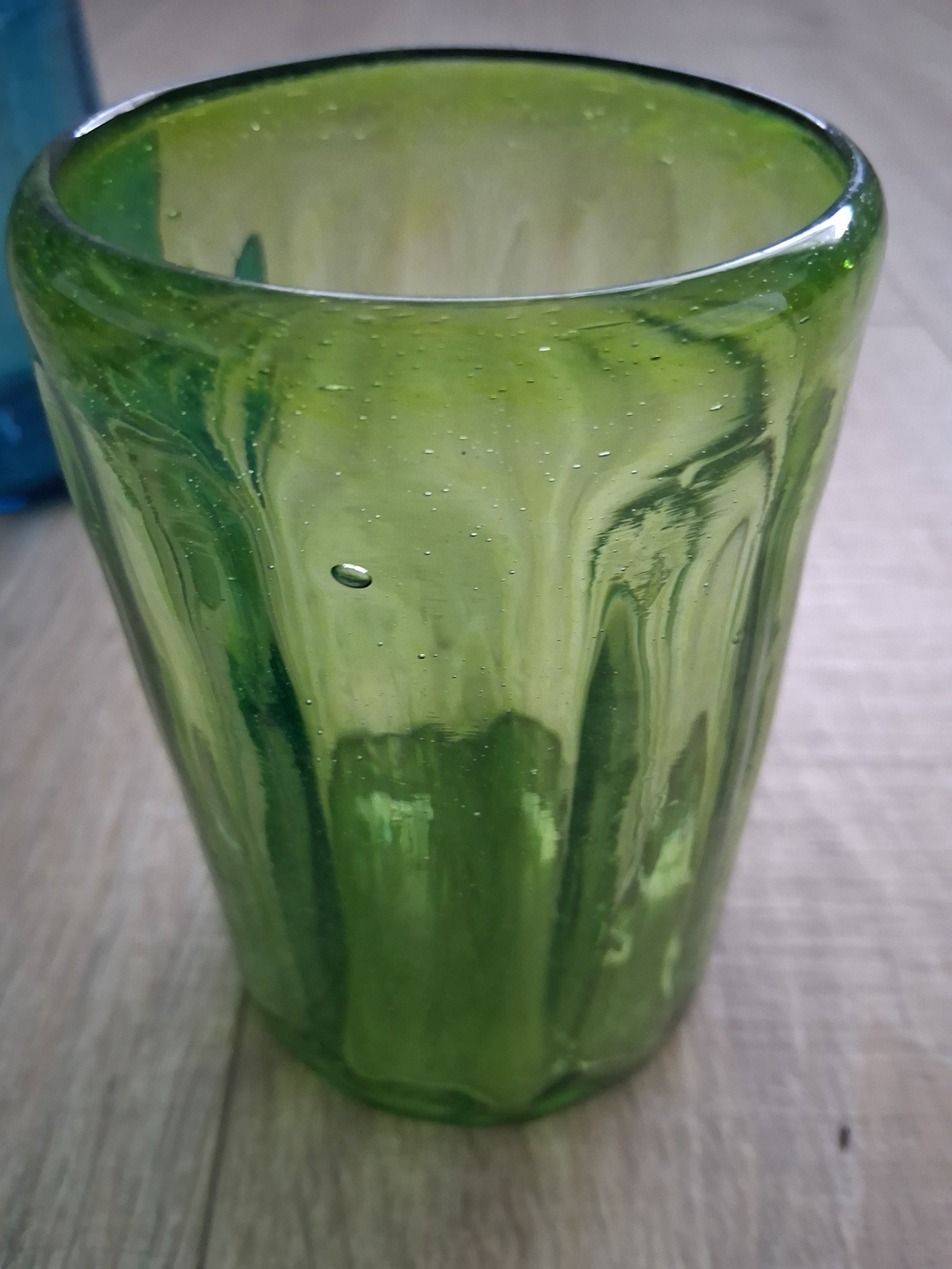 Vintage Handblown Drinking Glasses Blue and Green Bubbles - Picture 3 of 9